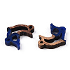 Opaque Resin & Walnut Wood Connector Charms RESI-N039-46B-2