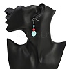 Brass Synthetic Turquoise Dangle Earrings EJEW-JE06589-02-3