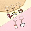 5Pcs 5 Style Cute Cartoon PVC Plastic Cat Pendant Keychain KEYC-YW0001-17-1