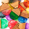 16Pcs 8 Colors Transparent Resin & Walnut Wood Pendants RESI-TA0002-66-3