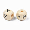 Natural Maple Wood Printed Beads WOOD-Q030-36-4