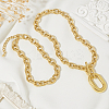 4Pcs 2 Colors Alloy Double Layered Oval Pendant Necklaces NJEW-HY0001-14-3