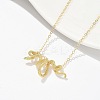 Brass Snake Wrapped Pendant Necklaces for Women NJEW-U041-01G-2