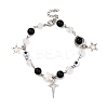 Synthetic Black Stone Round Beaded Bracelets BJEW-JB11206-1