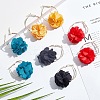 4 Pairs 4 Colors 3D Flower Cloth Hoop Earrings EJEW-AN0003-69-2