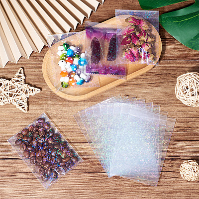 50Pcs Double Face Laser Rectangle PE Cellophane Bags ABAG-TAC0013-14C-1