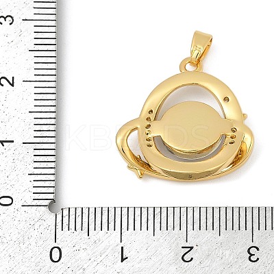 Brass Micro Pave Clear Cubic Zirconia with Glass Pendants KK-G524-01G-06-1