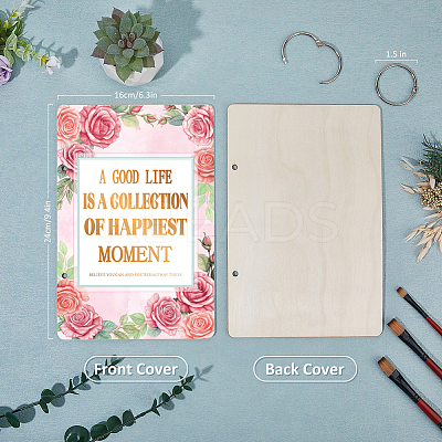 Wooden 2-Ring Loose Leaf Binder Postcard Phote Album Cover DIY-WH0547-048-1