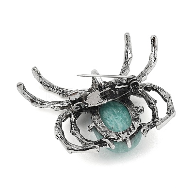 Alloy Natural Amazonite Lapel Pin Brooches JEWB-D311-01AS-1