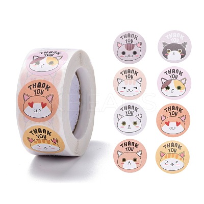 Flat Round Paper Thank You Stickers DIY-C042-12A-1