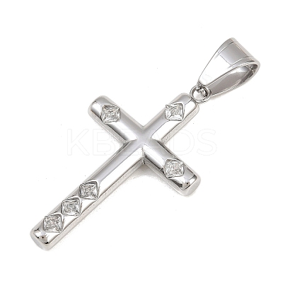 316 Surgical Stainless Steel & Clear Cubic Zirconia Pendants STAS-A137-03C-P-1