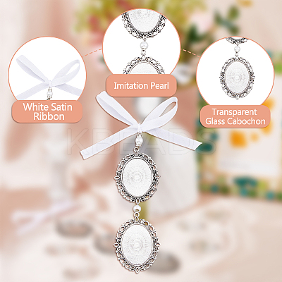 2Pcs 2 Styles Oval Alloy Pendant Decorations HJEW-AB00441-1