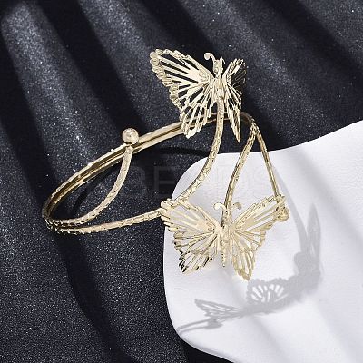 Butterfly Alloy Arm Cuff Bangles for Girl Women LS-AJEW-A063-01I-G-1