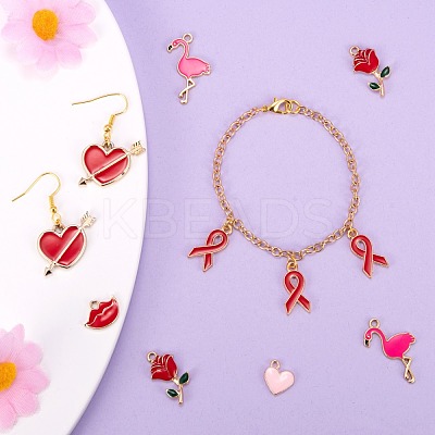 36Pcs 6 Style Valentine's Day Alloy Enamel Pendants ENAM-LS0001-72-1