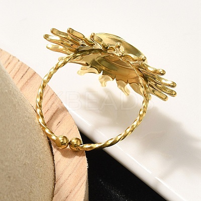 304 Stainless Steel Open Cuff Ring for Women RJEW-B109-03G-04-1