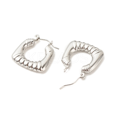 Non-Tarnish 304 Stainless Steel Chunky Rectangle Hoop Earrings for Women EJEW-K242-03P-1