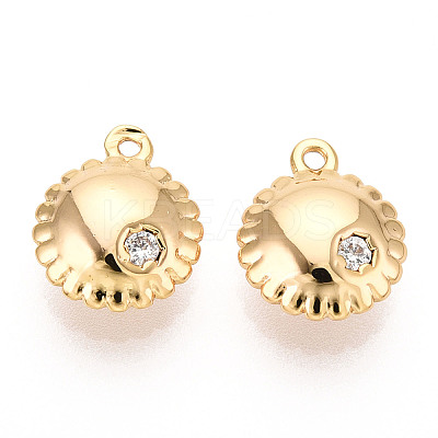 Brass Micro Pave Clear Cubic Zirconia Pendants KK-T078-13G-1