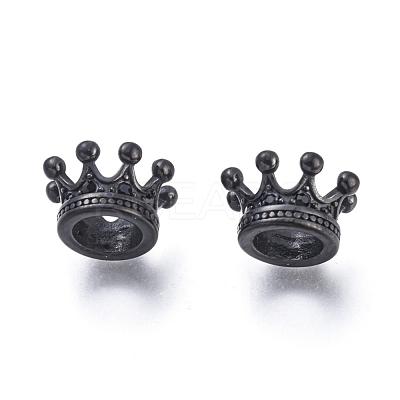Crown 304 Stainless Steel with Cubic Zirconia European Beads STAS-F243-34B-1