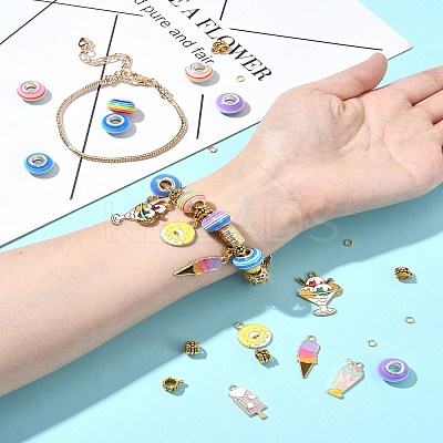 DIY Ice Cream Alloy Enamel & Rondelle Resin European Style Bracelet Making Kits DIY-FS0007-25-1