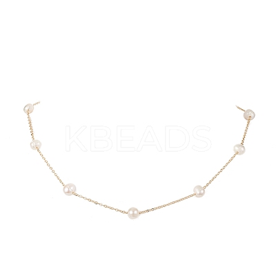 Natural Pearls Beaded Chain Necklace NJEW-JN04345-1