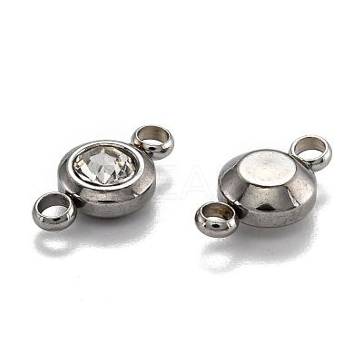 Flat Round 304 Stainless Steel Cubic Zirconia Links STAS-P029-M-1