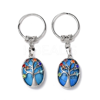 Natural & Synthetic Gemstone and Colorful Glass Drill Keychain G-M385-02P-1