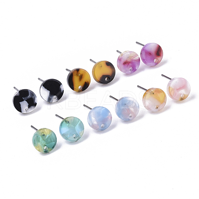 Cellulose Acetate(Resin) Stud Earring Findings KY-R022-017-1