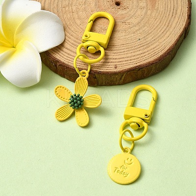Spray Painted Alloy Pendant Decorations HJEW-YW00024-02-1