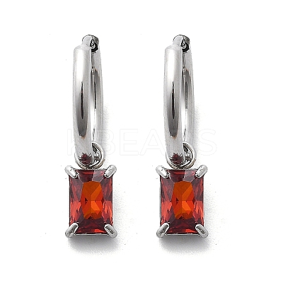 304 Stainless Steel Micro Pave Cubic Zirconia Hoop Earrings STAS-R004-06P-01-1