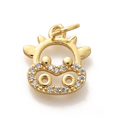 Rack Plating Brass Micro Pave Cubic Zirconia Pendants KK-H508-28G-04-1