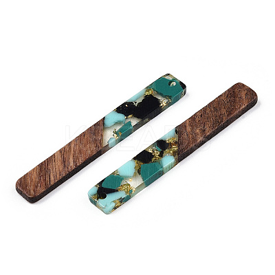 Transparent Resin & Walnut Wood Big Pendants RESI-TAC0017-70-A02-1