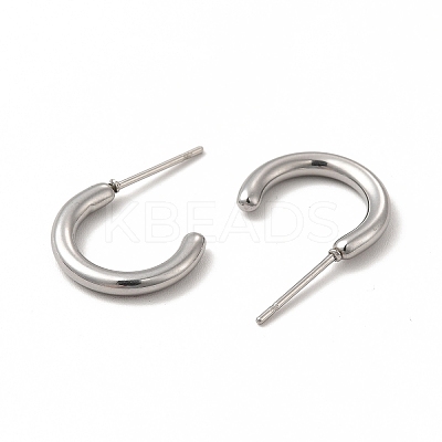 Non-Tarnish 304 Stainless Steel Ring Stud Earrings LS-EJEW-C004-12C-P-1