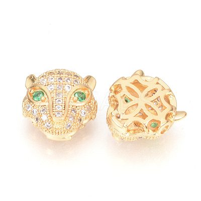 Brass Micro Pave Cubic Zirconia Beads ZIRC-S053-YS014G-2-1