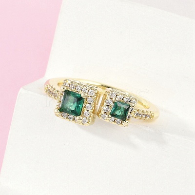Brass Micro Pave Cubic Zirconia Cuff Rings RJEW-S400-17B-G-1