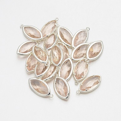 Silver Color Plated Brass Glass Pendants GLAA-J071-05S-1