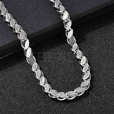 304 Stainless Steel Horse Eye Twisted Chain Necklaces for Women Men NJEW-A046-01P-1