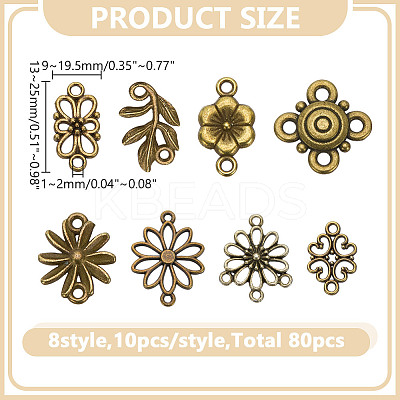 80Pcs 8 Styles Alloy Connector Charms FIND-AR0005-82A-1