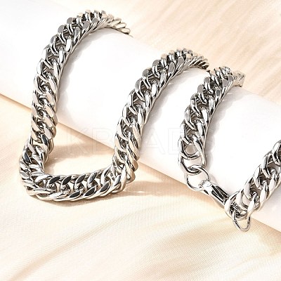 8MM 304 Stainless Steel Cuban Link Chain Necklaces for Men NJEW-B134-03B-P-1