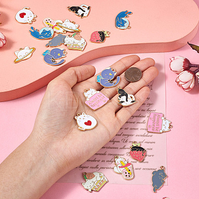 20Pcs 10 Colors Cute Alloy Pendants ENAM-TA0001-91-1