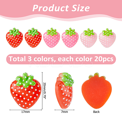 60Pcs 3 Colors Transparent Resin Cabochons RESI-HS0001-05-1