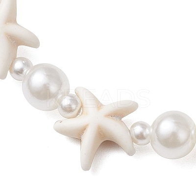 ABS Plastic Imitation Pearl Round Beads Stretch Bracelets BJEW-JB11869-01-1