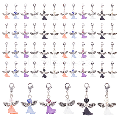 60Pcs 6 Style Tibetan Style Glass Pendants HJEW-PH0001-09-1