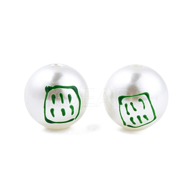 Mahjong Theme ABS Plastic Imitation Pearl Enamel Beads KY-G020-04B-1