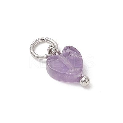 Natural Mixed Gemstone Heart Charms PALLOY-JF04905-02-1