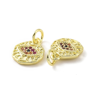 Brass Micro Pave Cubic Zirconia Charms KK-E068-VF077-1