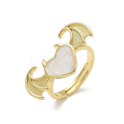 Heart with Wing Enamel Finger Rings RJEW-G337-05G-02-1