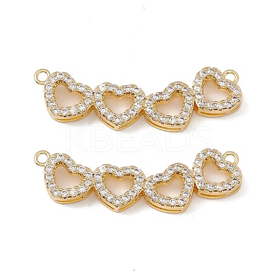 Brass Micro Pave Clear Cubic Zirconia Connector Charms KK-E068-VC024-1