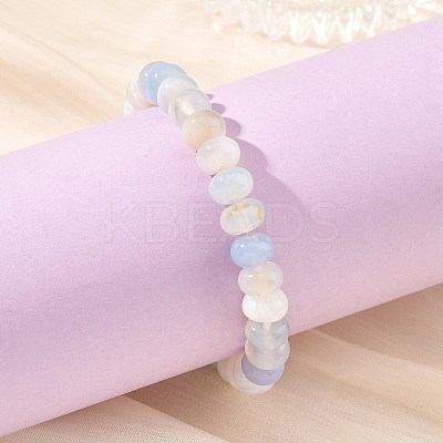8MM Natural Banded Agate(Dyed & Heated) Rondelle Beaded Stretch Bracelets BJEW-JB14424-1