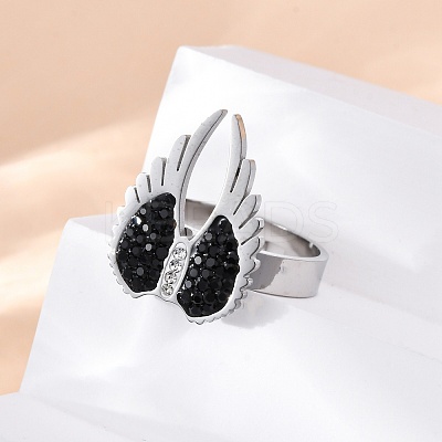 304 Stainless Steel with Rhinestone Finger Rings RJEW-Q020-17P-1