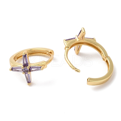 Cross Cubic Zirconia Cuff Earrings EJEW-G348-16G-01-1